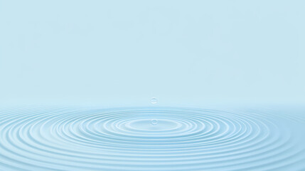 Fototapeta premium A serene ripple effect in clear blue water caused by a droplet, creating mesmerizing concentric circles with natural, calming aesthetics. Water Droplet Effect. Illustration