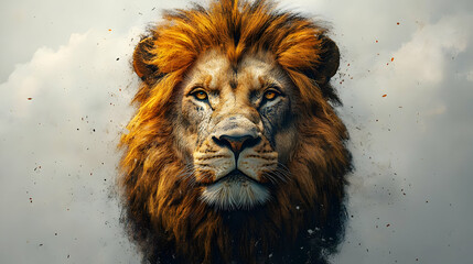Fototapeta premium Majestic Lion Portrait Illustration