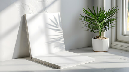 A4 Landscape Horizontal Magazine Brochure 3D Rendering White Blank Mockup