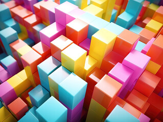 Obraz premium Vibrant Abstract 3D Block Composition