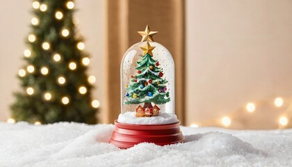 Festive Christmas Tree Snow Globe with Lights