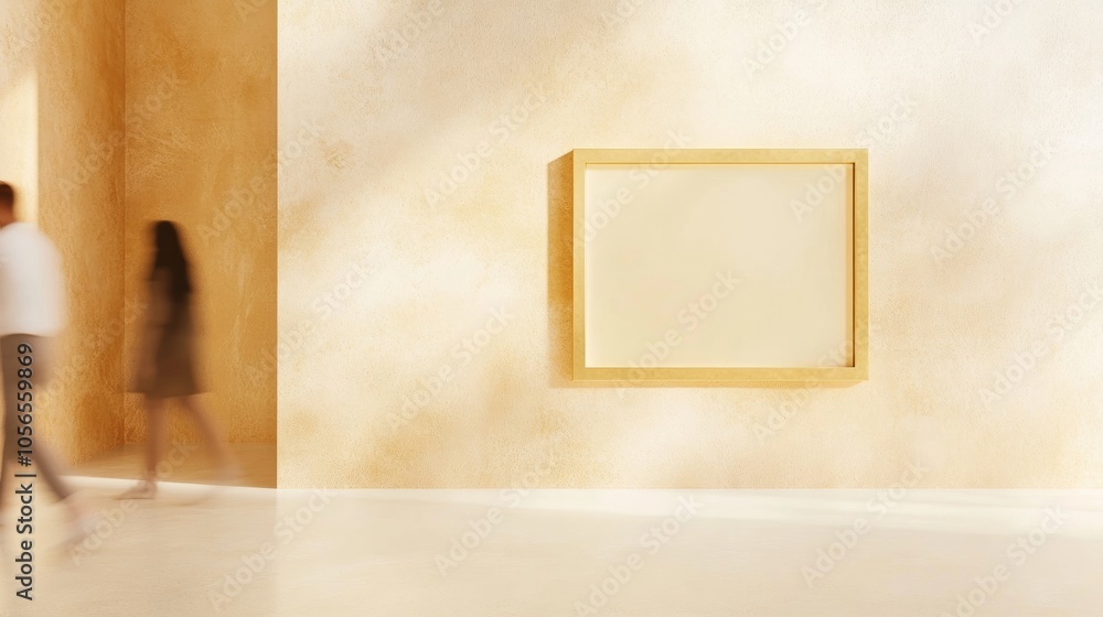 Poster elegant contemporary beige wall with motion blur and empty frame – ideal for thanksgiving and new ye