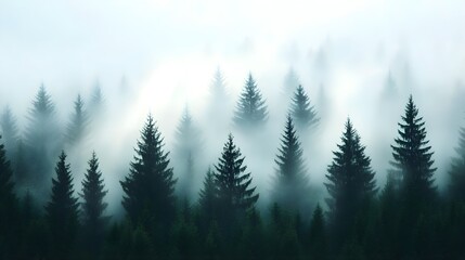 Fototapeta premium Misty Pine Forest