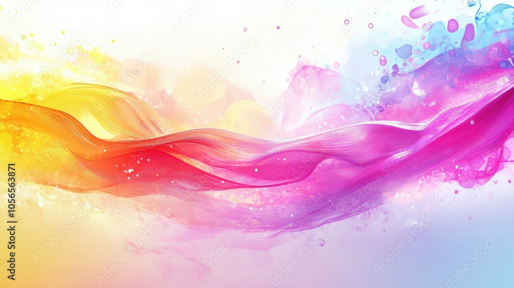 Aufkleber bright abstract wave of dynamic particles, flowing in vibrant colors to create an energetic, tech-in
