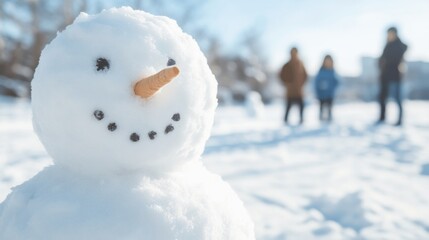 Teen Winter Fun Building Snowmen in an Urban Park for Christmas and New Years Celebrations