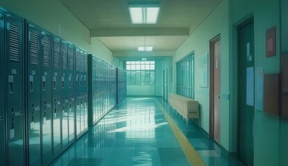 School Hallway Lockers.