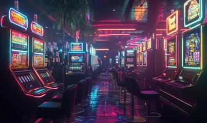 Naklejka premium Neon Casino Interior.