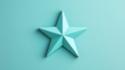 Obraz premium A three-dimensional teal star against a soft blue background, perfect for home decor or festive themes.