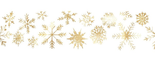 A simple vector line drawing of gold snowflakes on a white background