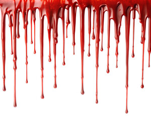 Red blood or Red paint flowing down isolated on white background - Halloween, murder and horror concept .png