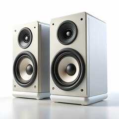 Fototapeta premium A set of computer speakers with a minimalistic design,