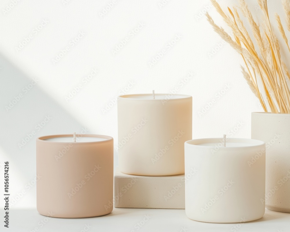 Poster elegant candle display with minimalist aesthetic in soft natural light