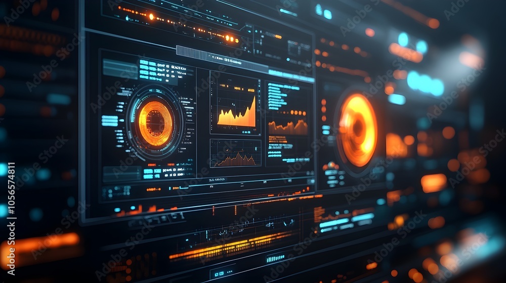 Poster futuristic high tech power grid interface displaying real time data analysis and market trends