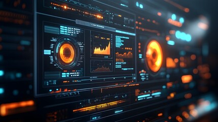 Obraz premium Futuristic High Tech Power Grid Interface Displaying Real Time Data Analysis and Market Trends