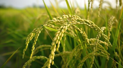 Rice field with ripening crops.