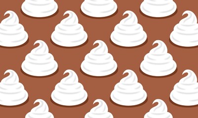 Whipped cream on cake. Dessert sweet food background. Chocolate, strawberry and matcha cake. Milk whipping cream. Ice cream cone