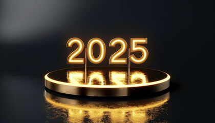 2025 Golden Neon Sign On Platform