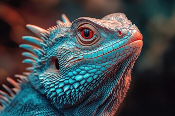 Lizard with Red Eyes Close-Up,