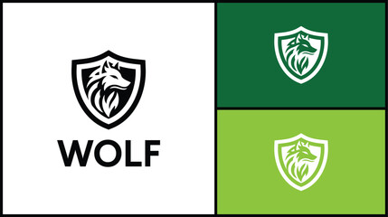 Obraz premium wolf head vector with shield logo design