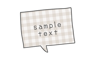 手描き風でシンプルなチェック柄の吹き出し