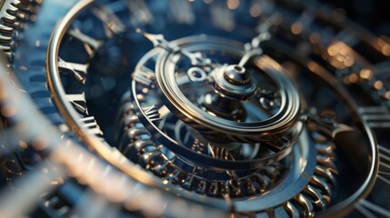 Close-up of a Complex Clock Mechanism