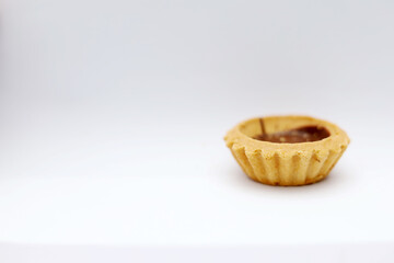 Tart chocolate isolated on white, selective focus on subject