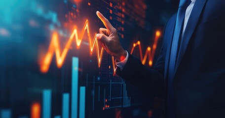 Businessman Presenting Growth on a Digital Screen