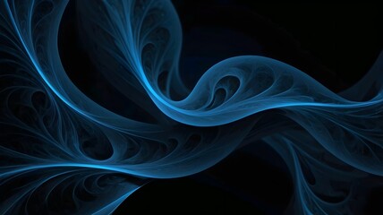 Fototapeta premium Abstract blue on black background texture. Dynamic curves ands blurs pattern. Detailed fractal graphics. Science and technology concept.