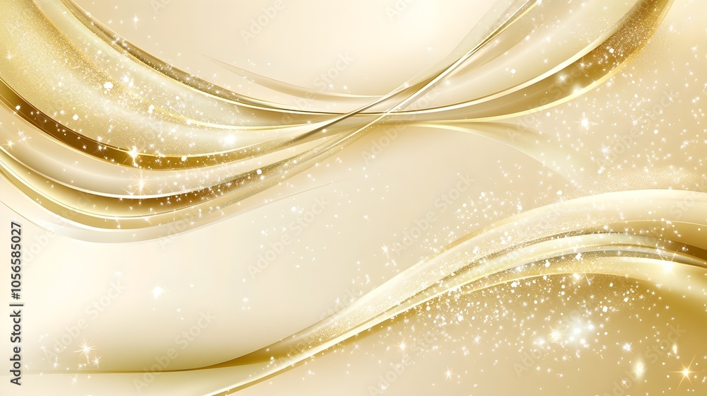 Poster elegant golden background with shimmering particles and soft glow