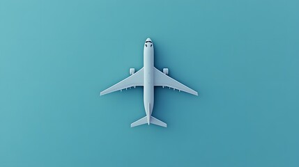 Flat lay design of travel concept with plane on blue background with copy space. 