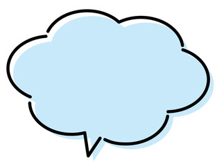 吹き出し　ベクター　もこもこ　雲　黒縁　水色