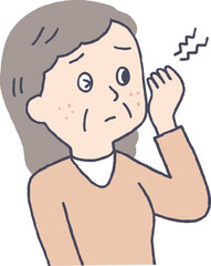肌がヒリヒリするシニア女性