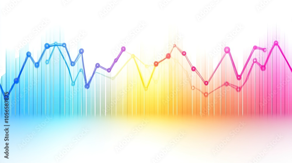 Poster colorful line graph and bar chart showcasing data trends