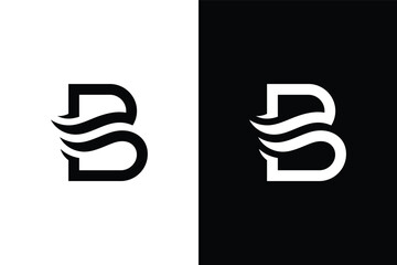 Initial Letter B, Combination of Seawater Sea Wave Logo Design Inspiration © Rachmad