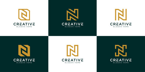 Set of initial letter N abstract logo vector template