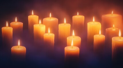 Photorealistic background for All Saints Day or All Souls Day featuring candles and soft tones providing ample space for text