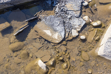 nature park , a walk along the riverbed with an overview of the stone bottom and banks