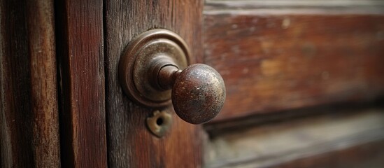Obraz premium Iron Door Knob On A Wooden Door