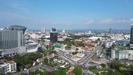 Fototapeta premium Aerial view of Pattaya City in Bangkok, Thailand