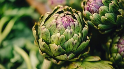 Fototapeta premium Close up of fresh raw artichokes
