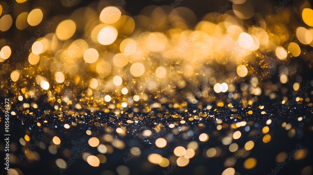 Poster glittering golden bokeh overlay with vignette effect for glamorous