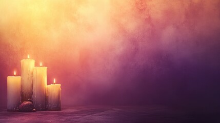 Photorealistic background for All Saints Day or All Souls Day featuring candles and soft tones providing ample space for text