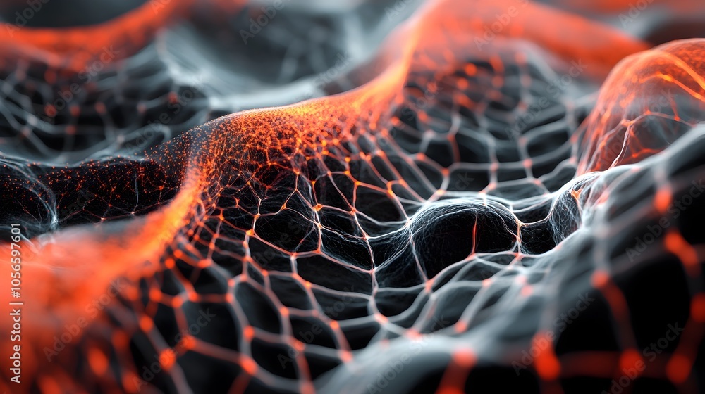 Poster intricate 3d vessel network showcasing cellular motion and biological structure