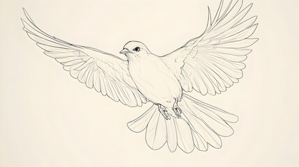 Obraz premium Outline of Graceful Bird in Flight with Minimal Line Art