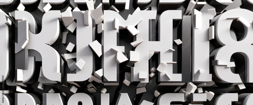 Poster dynamic 3d typography art with abstract geometric elements
