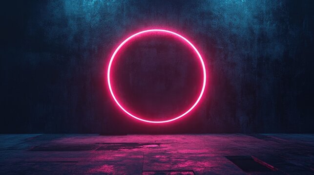 Futuristic neon glowing symbol or logo set against a dark grunge backdrop