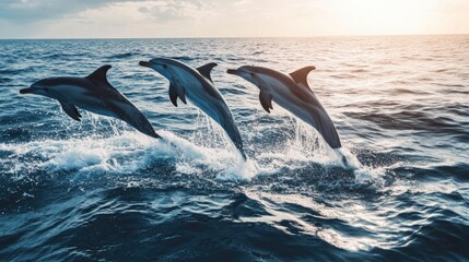 Fototapeta premium Dolphins jumping out of the water
