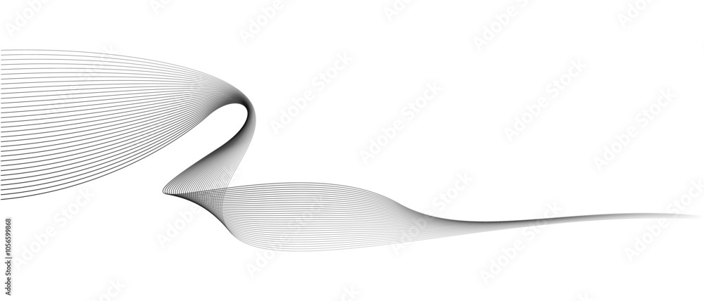 Aufkleber Abstract vector wavy lines flowing smooth curve black on transparent background in concept of technology, science, music, modern.