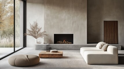 Stylish minimalist interiors featuring cozy decor and warm tones