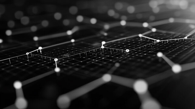Abstract representation of a network structure with lines and nodes on a dark background